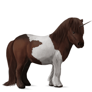 pônei-unicórnio shetland tobiano alazão tostado